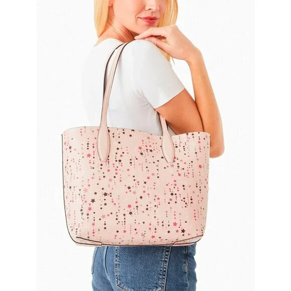 S Kate Spade Twinkle Reversible Tote Purple Pouch Pink K4743 NWT $299 MSRP - Picture 1 of 9